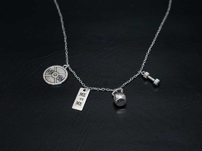 Dumbbell Kettlebell Necklace - Me vs. Me.