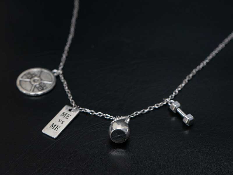 Dumbbell Kettlebell Necklace - Me vs. Me.