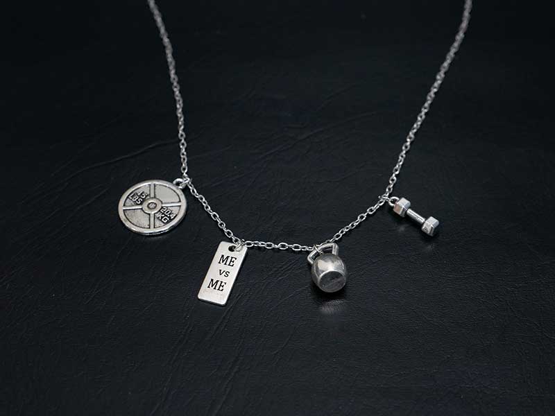 Dumbbell Kettlebell Necklace - I Can.