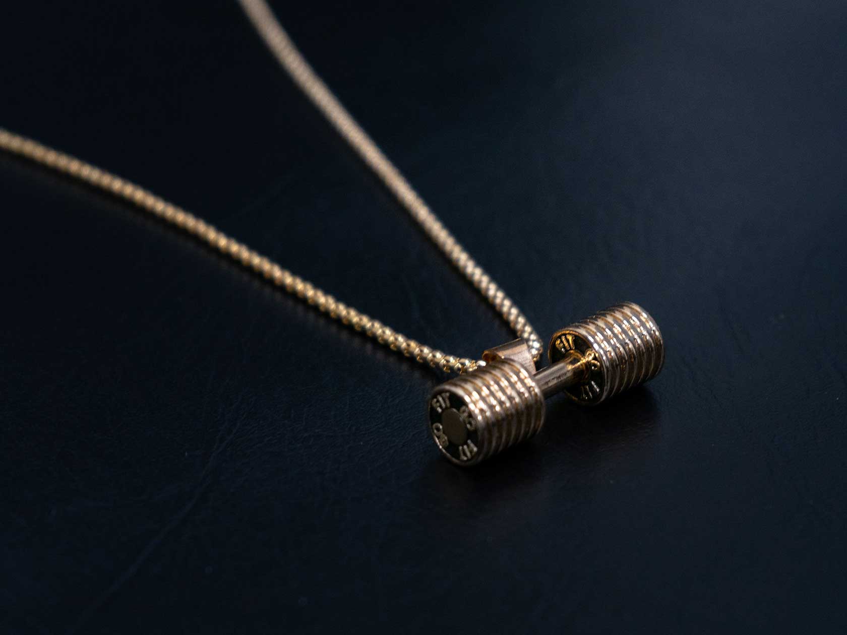Stainless Steel Dumbbell Necklace.